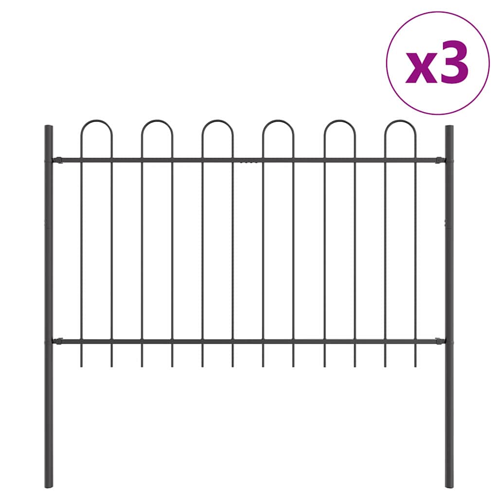 vidaXL Ogrodzenie Ogrodowe 3 pcs Szary 5,1 x 1 m