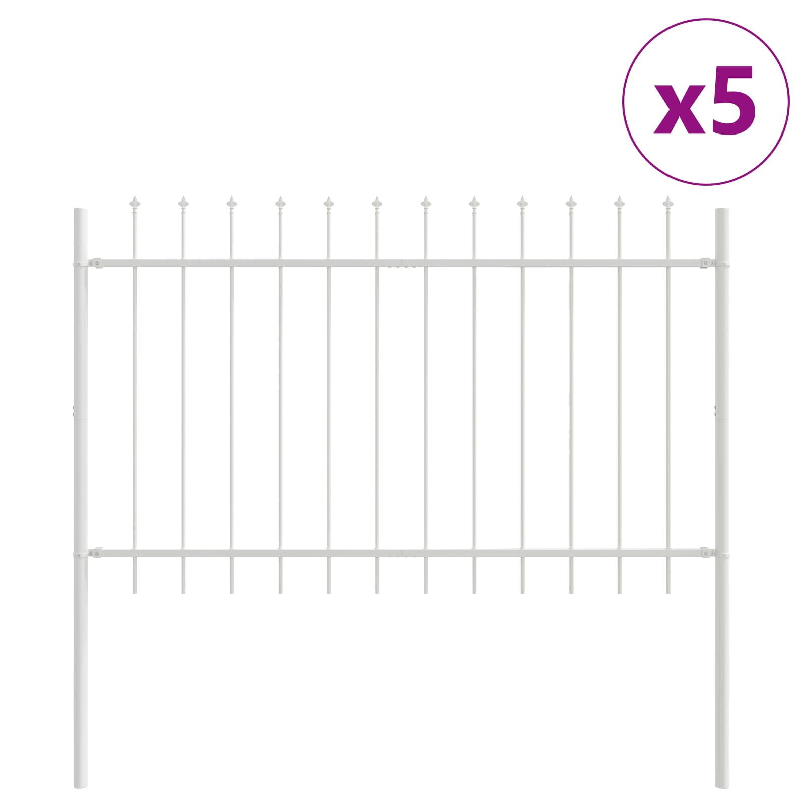 vidaXL Ogrodzenie Ogrodowe 5 pcs Biały 8,5 x 0,8 m