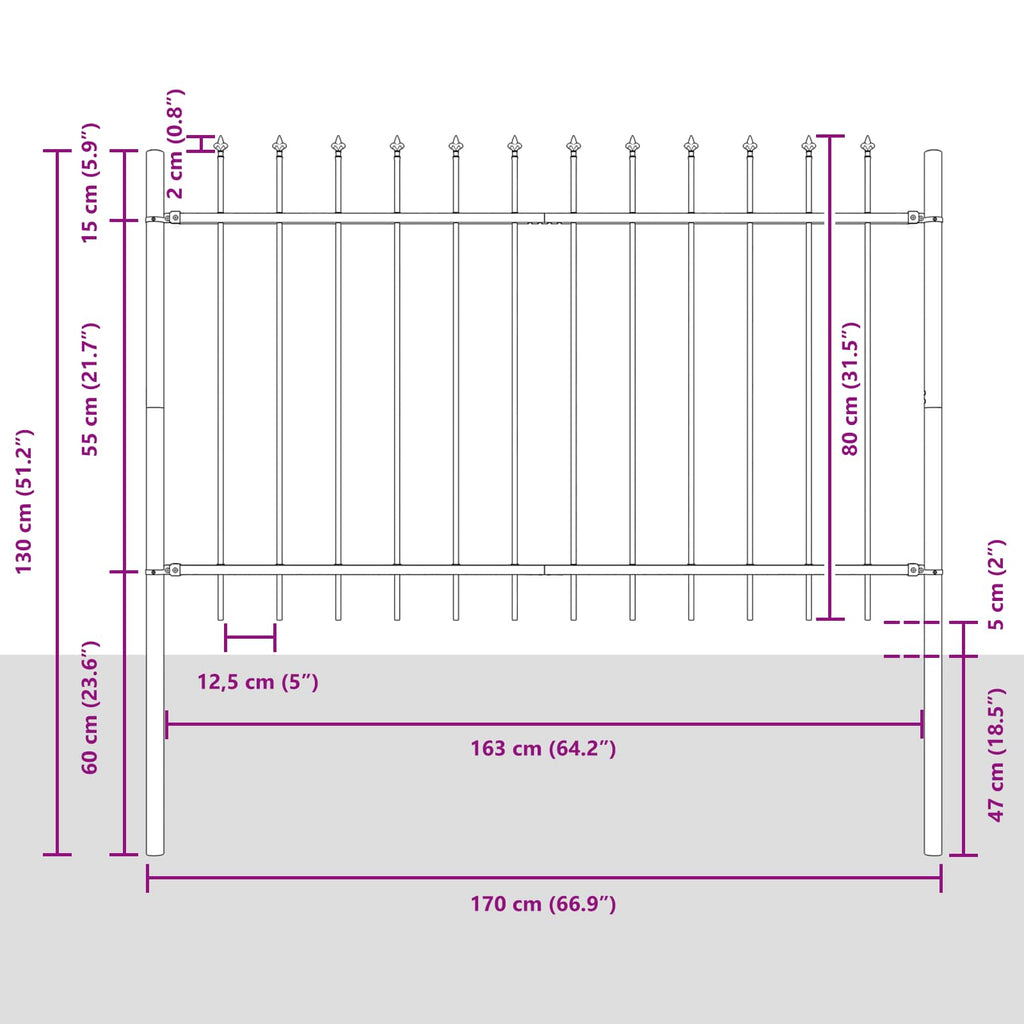 vidaXL Ogrodzenie Ogrodowe 5 pcs Biały 8,5 x 0,8 m