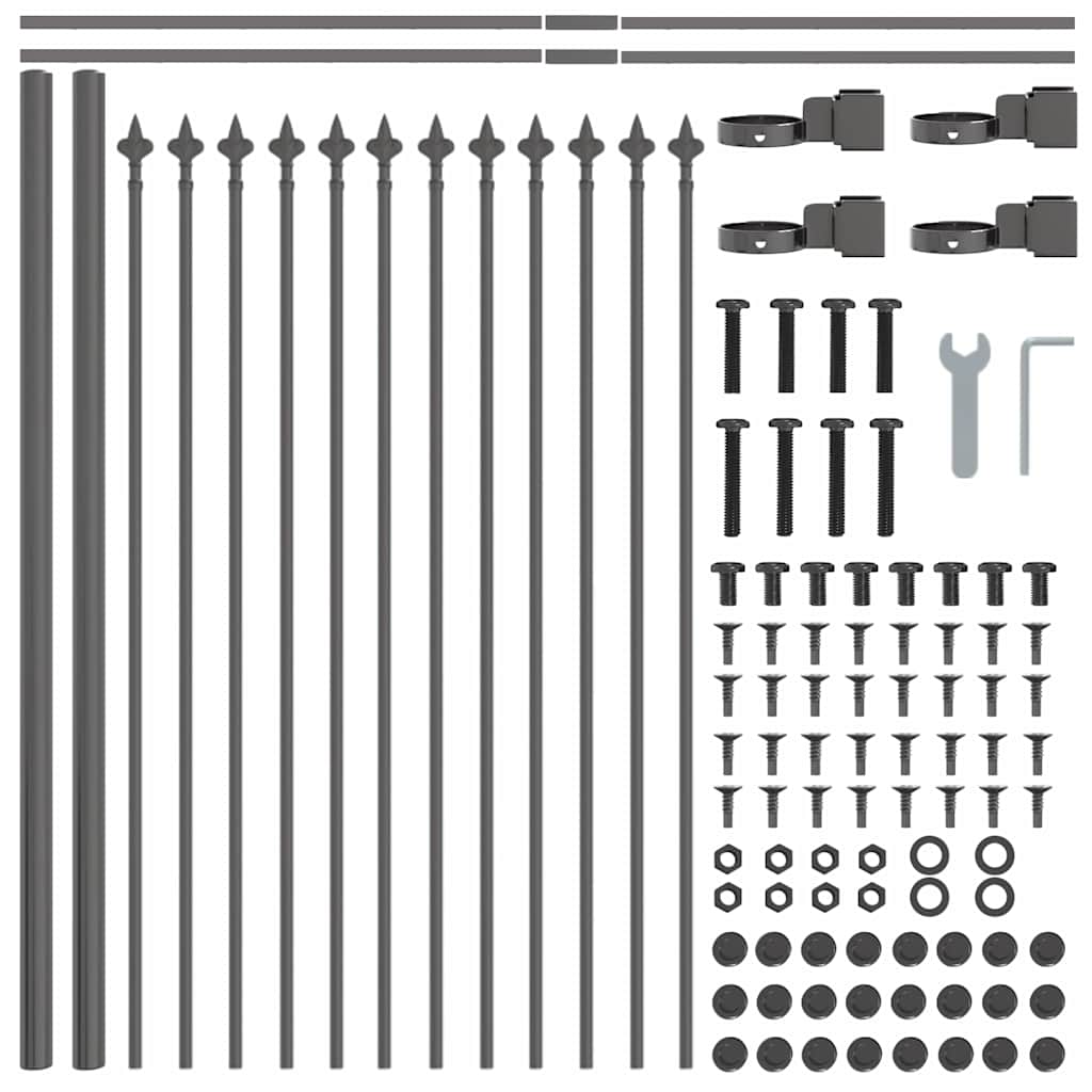 vidaXL Ogrodzenie Ogrodowe 8 pcs Szary 13,6 x 0,6 m
