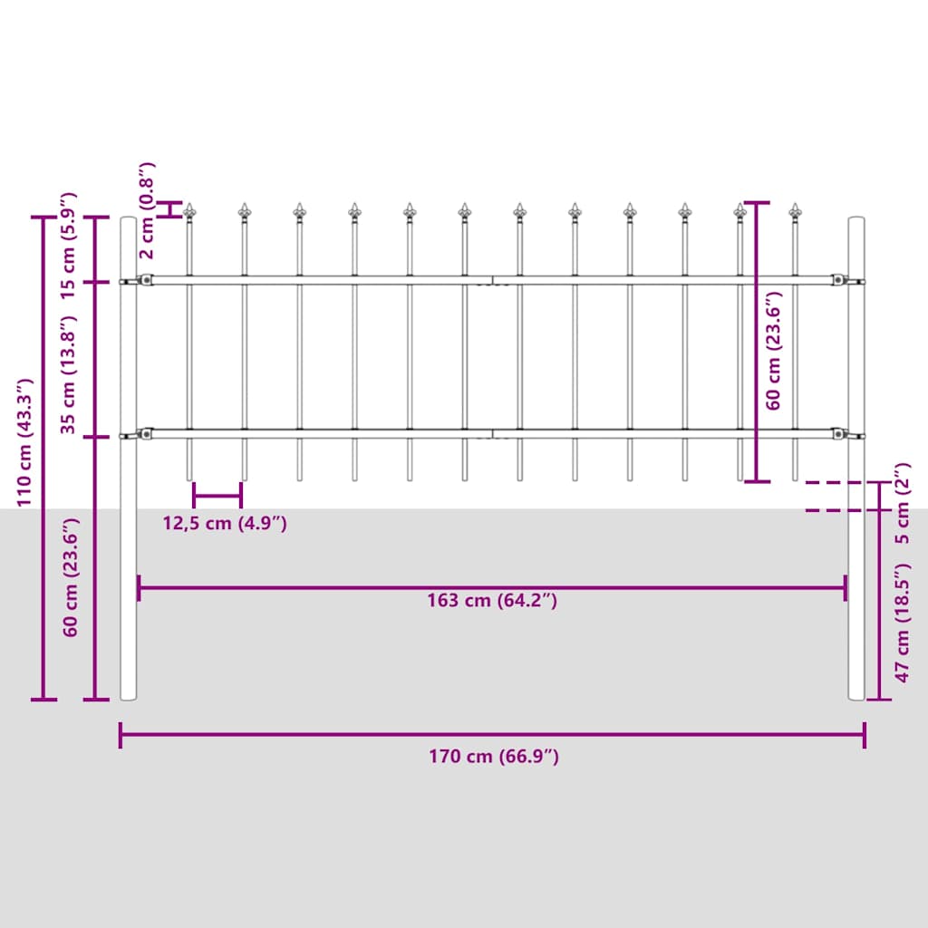 vidaXL Ogrodzenie Ogrodowe 9 pcs Biały 15,3 x 0,6 m