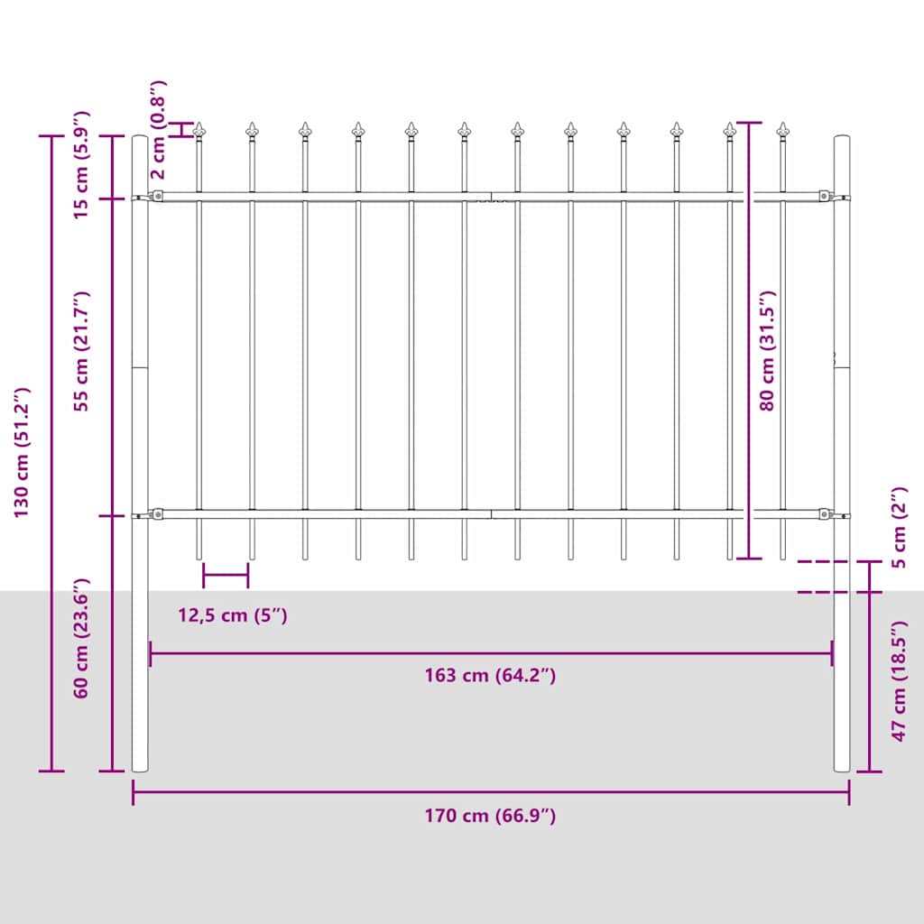 vidaXL Ogrodzenie Ogrodowe 9 pcs Biały 15,3 x 0,8 m