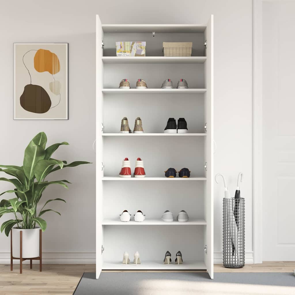 vidaXL Szafka na buty Biały 80 x 35.5 x 180 cm Materiał drewnopochodny