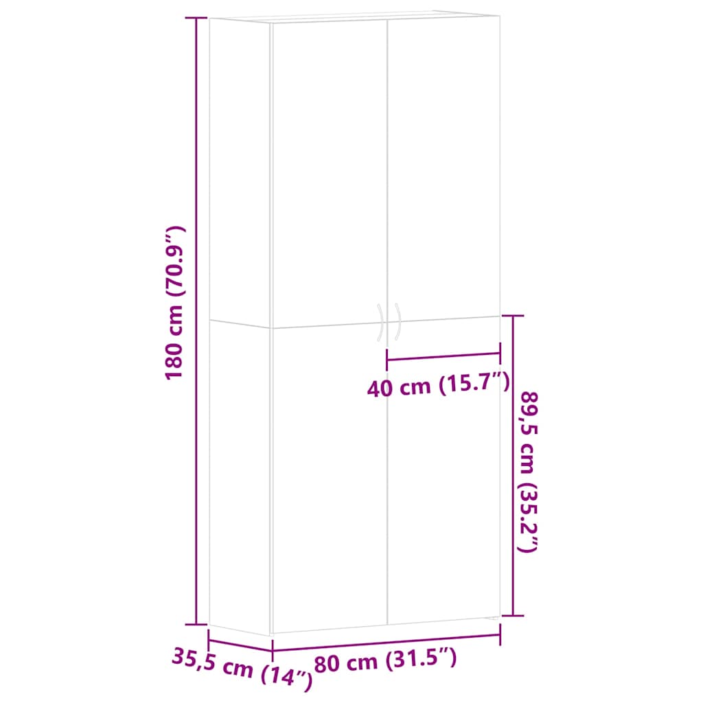 vidaXL Szafka na buty Biały 80 x 35.5 x 180 cm Materiał drewnopochodny