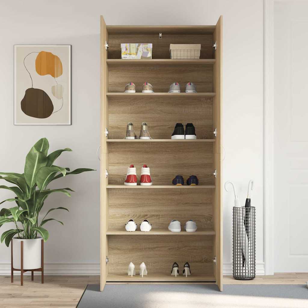 vidaXL Szafka na buty z półką z drzwiami Brązowy 80 x 35.5 x 180 cm