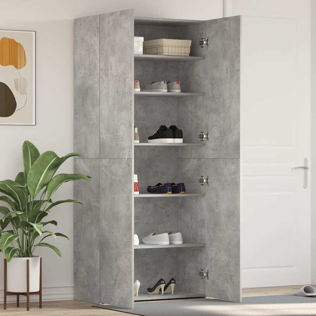 vidaXL Szafka na buty Szary 80 x 35.5 x 180 cm Materiał drewnopochodny