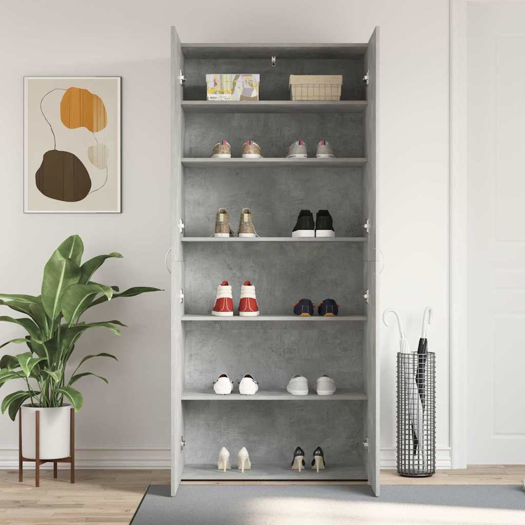 vidaXL Szafka na buty Szary 80 x 35.5 x 180 cm Materiał drewnopochodny
