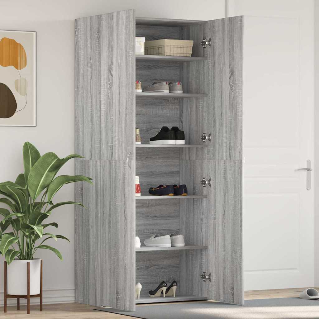 vidaXL Szafka na buty Szary 80 x 35.5 x 180 cm Materiał drewnopochodny