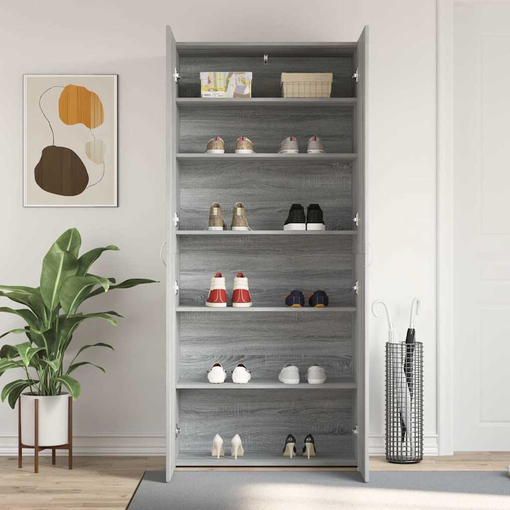 vidaXL Szafka na buty Szary 80 x 35.5 x 180 cm Materiał drewnopochodny