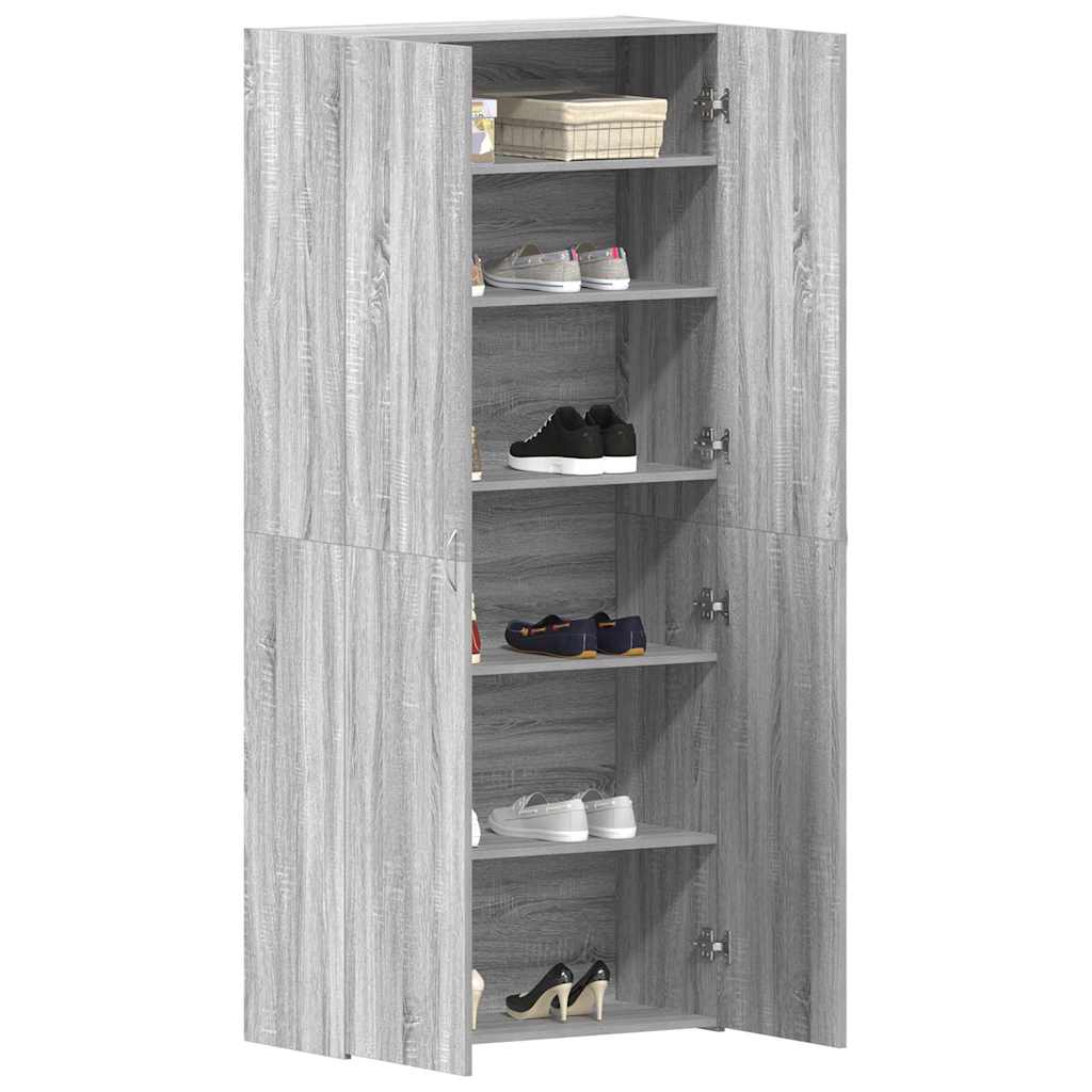 vidaXL Szafka na buty Szary 80 x 35.5 x 180 cm Materiał drewnopochodny
