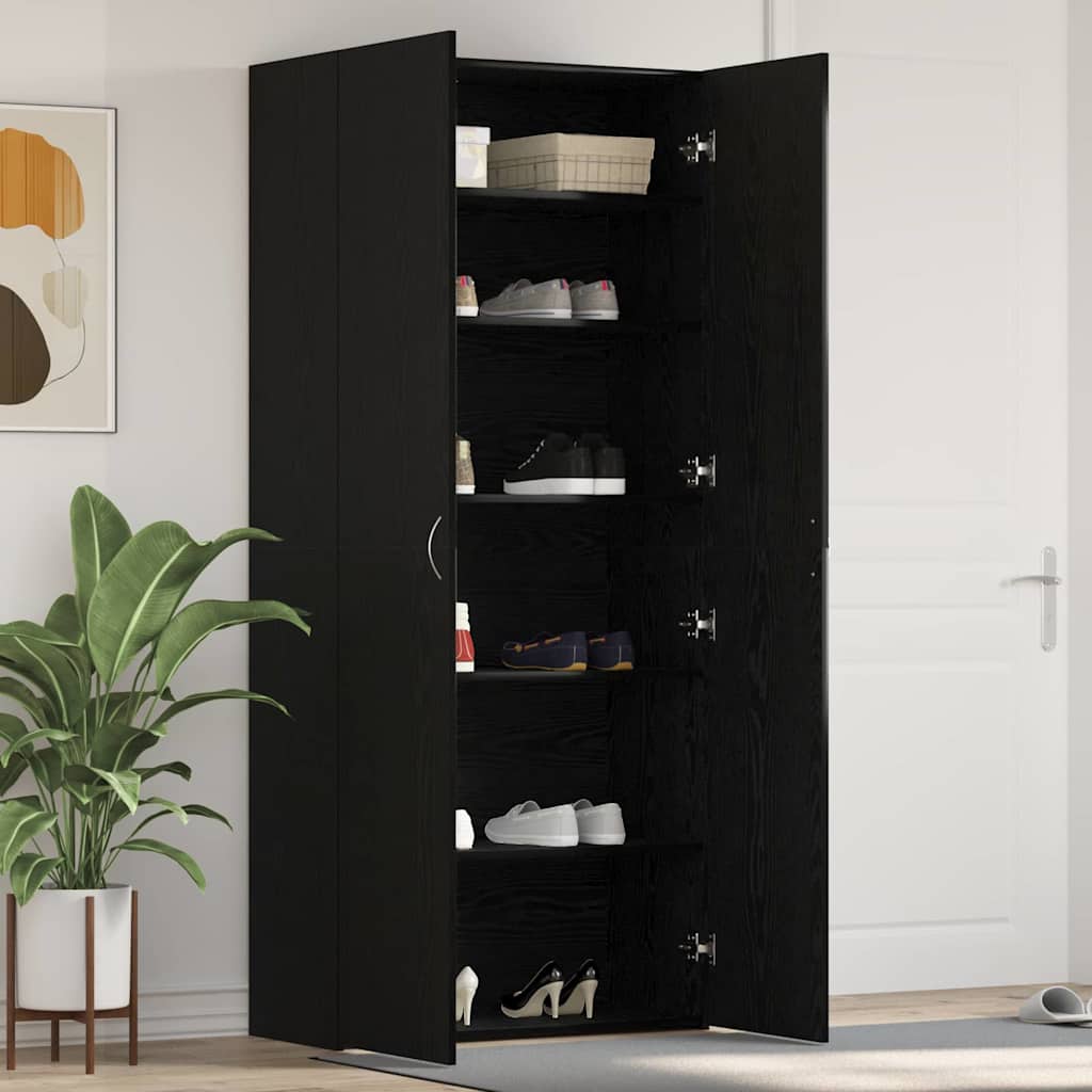 vidaXL Szafka na buty z półką z drzwiami Czarny 80 x 35.5 x 180 cm