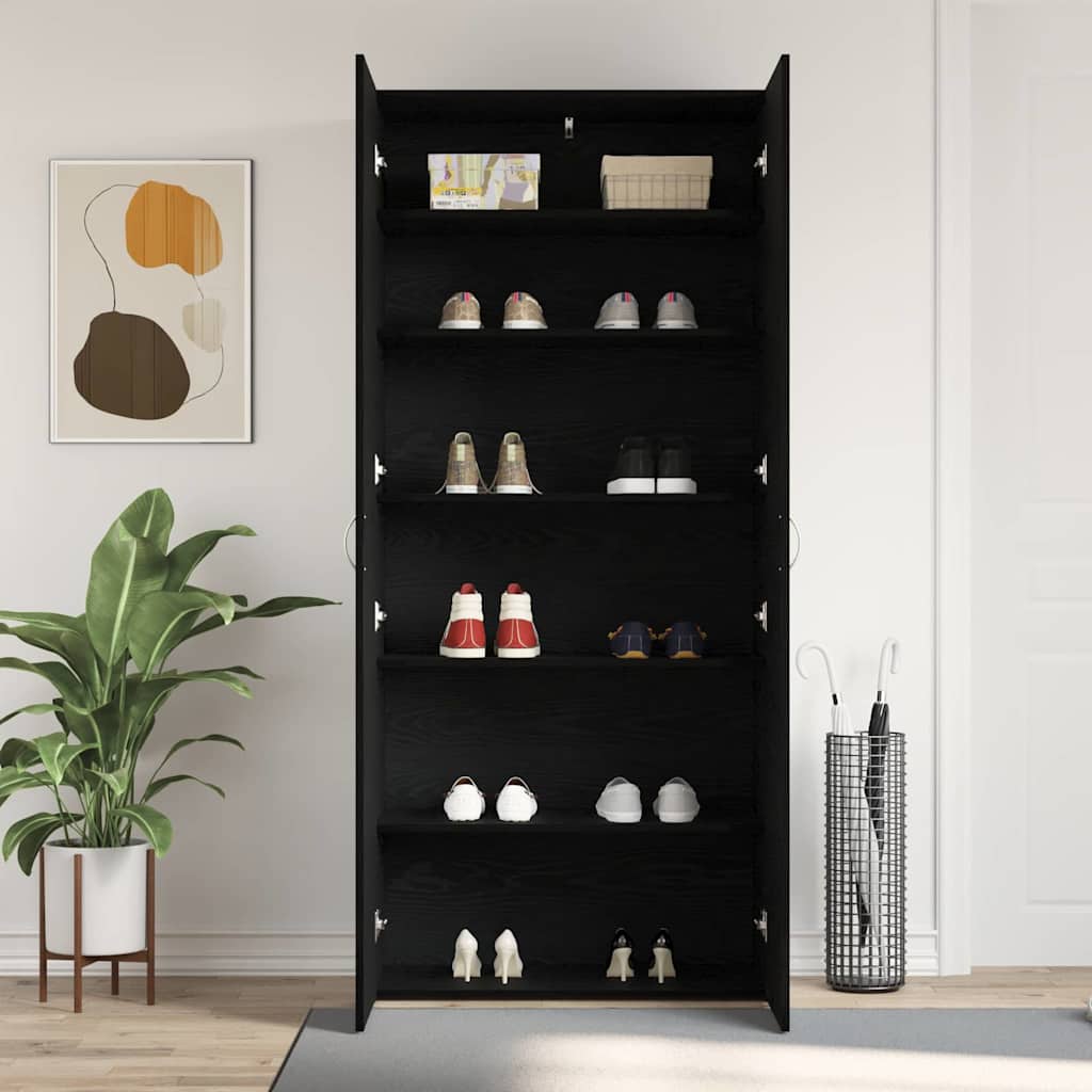vidaXL Szafka na buty z półką z drzwiami Czarny 80 x 35.5 x 180 cm