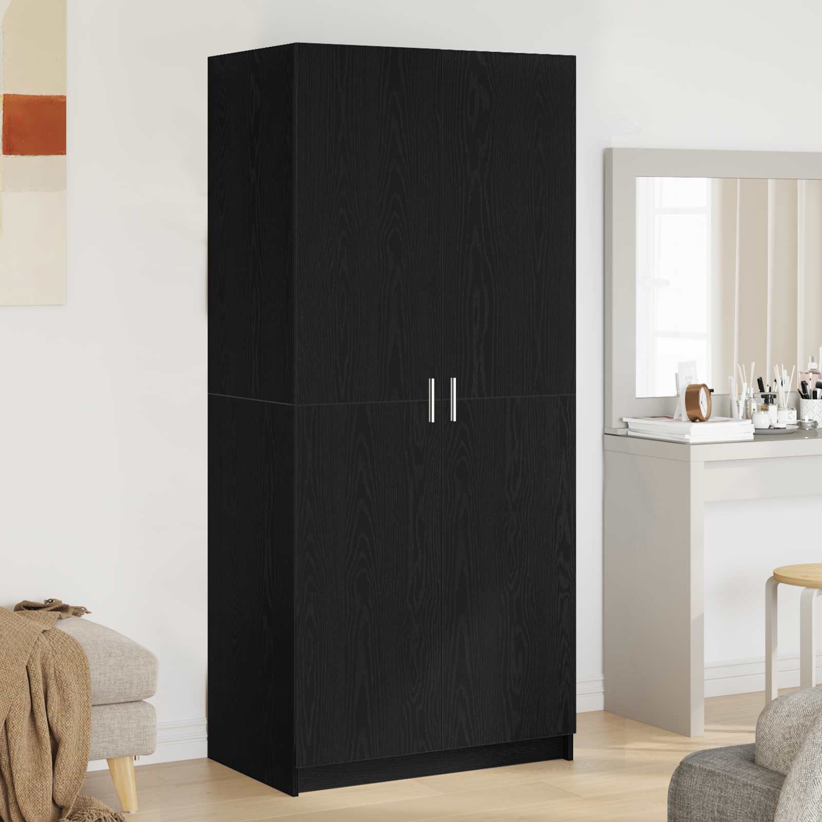 vidaXL Garderoba Czarny Dąb 80 x 50,5 x 180 cm Materiał drewnopochodny