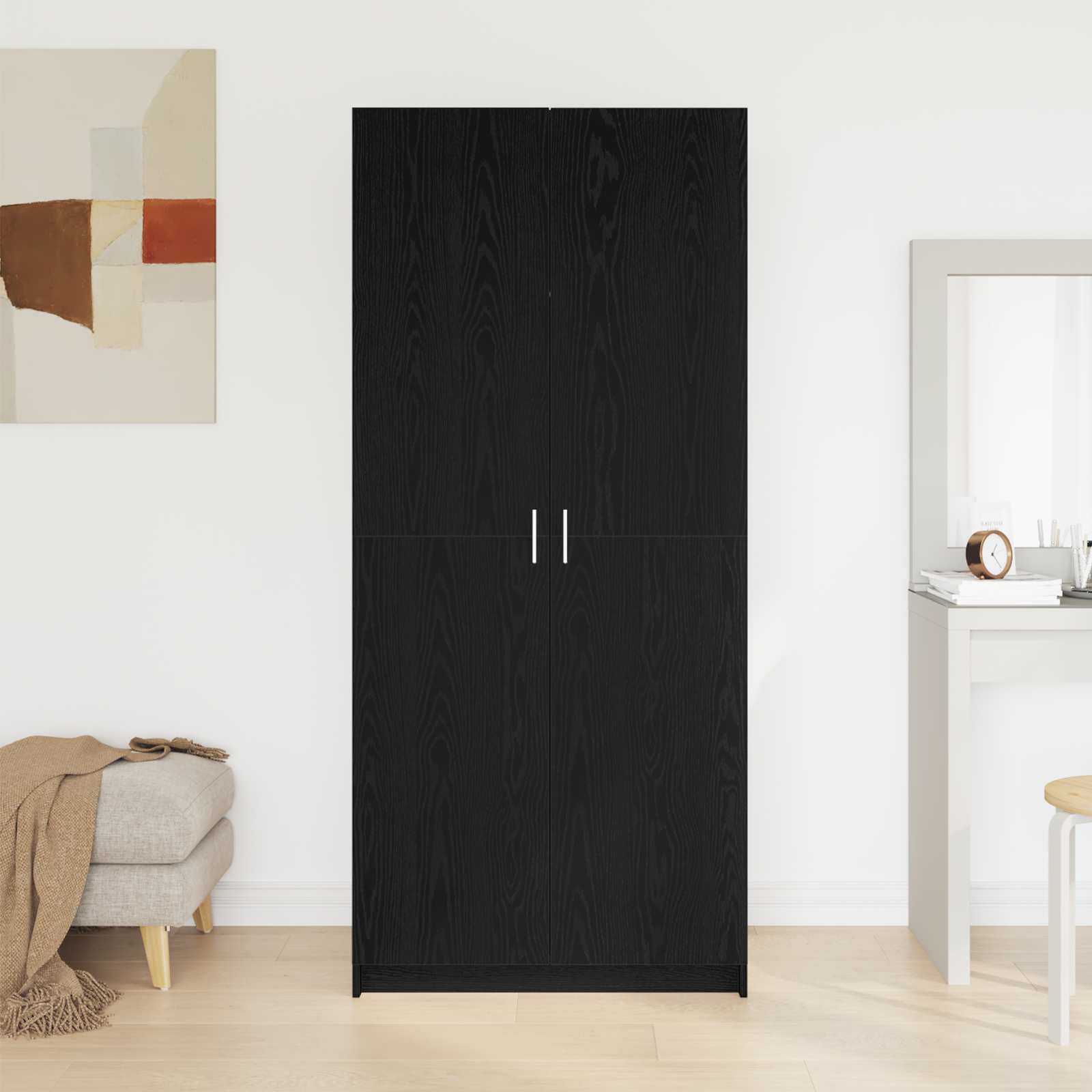 vidaXL Garderoba Czarny Dąb 80 x 50,5 x 180 cm Materiał drewnopochodny