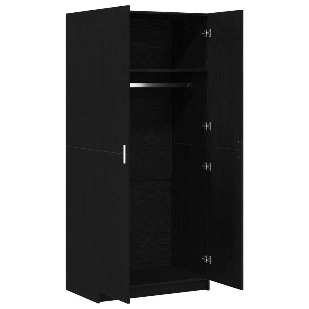 vidaXL Garderoba Czarny Dąb 80 x 50,5 x 180 cm Materiał drewnopochodny