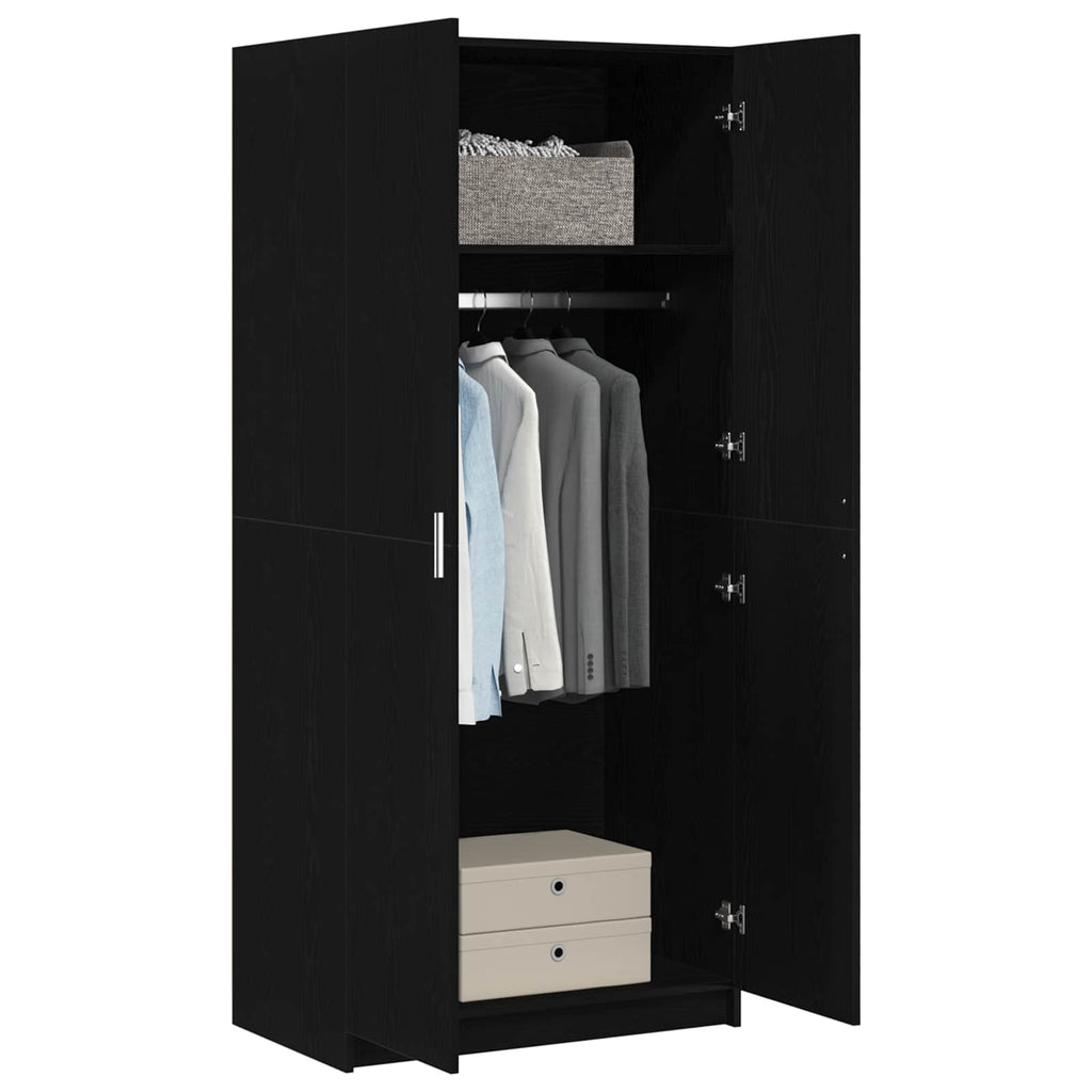 vidaXL Garderoba Czarny Dąb 80 x 50,5 x 180 cm Materiał drewnopochodny