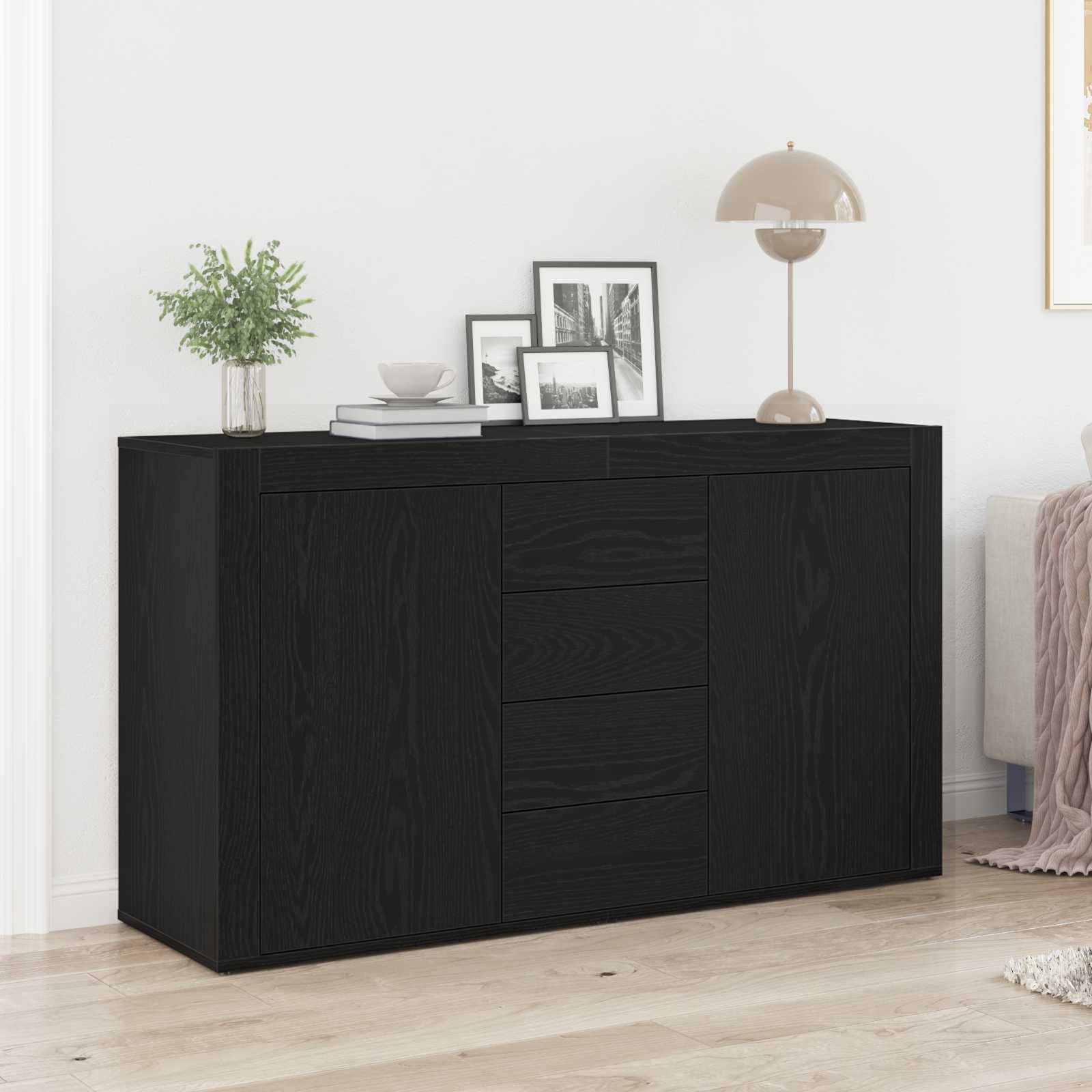 vidaXL Bufet Czarny Dąb 120 x 36 x 69 cm Materiał drewnopochodny