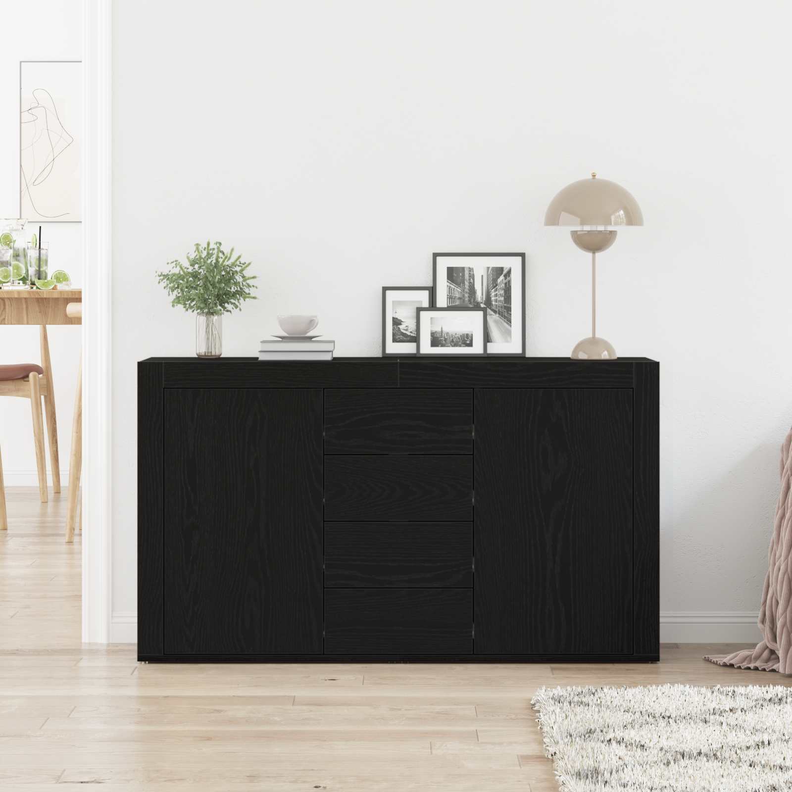 vidaXL Bufet Czarny Dąb 120 x 36 x 69 cm Materiał drewnopochodny
