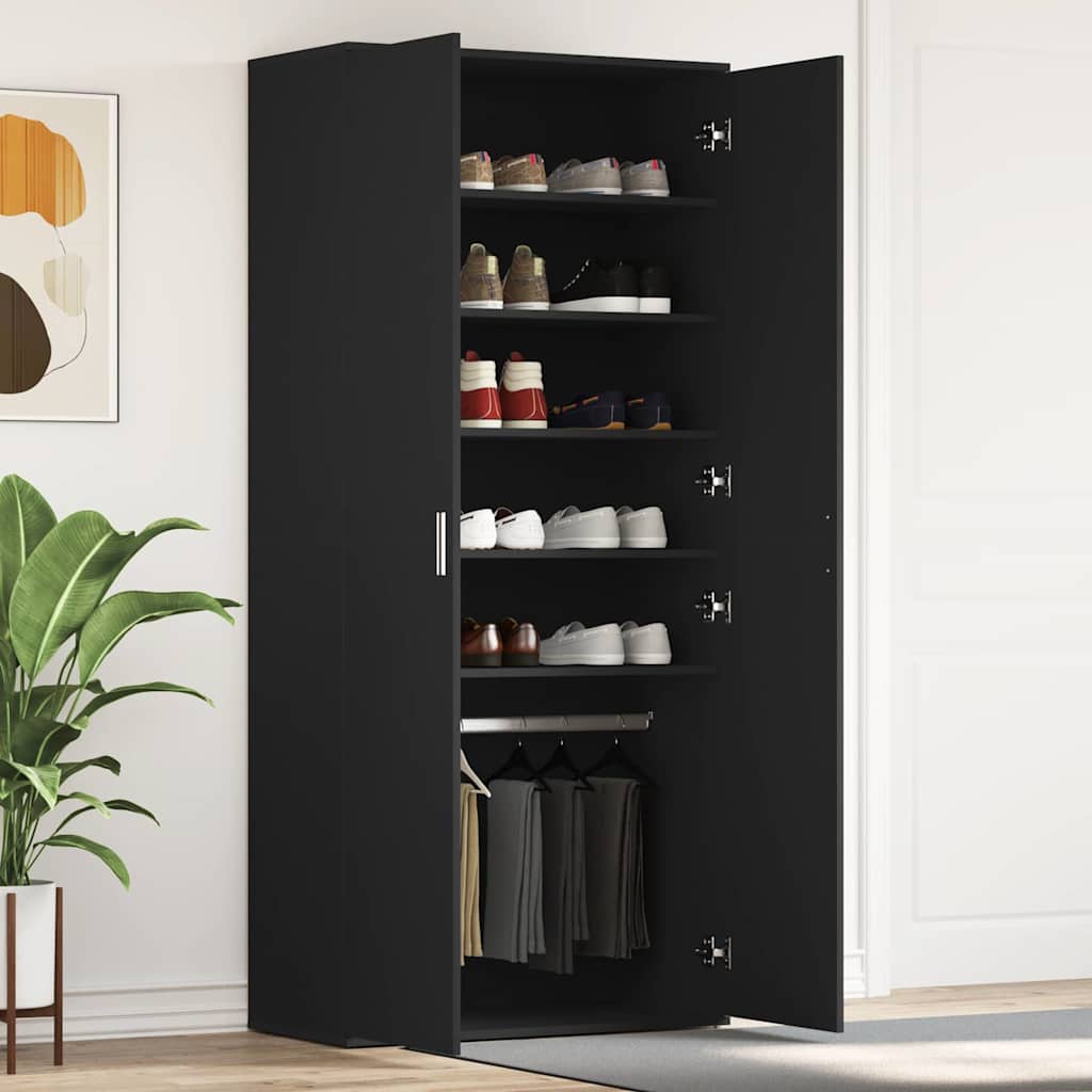 vidaXL Szafka na buty Czarny 80 x 39 x 178 cm Materiał drewnopochodny