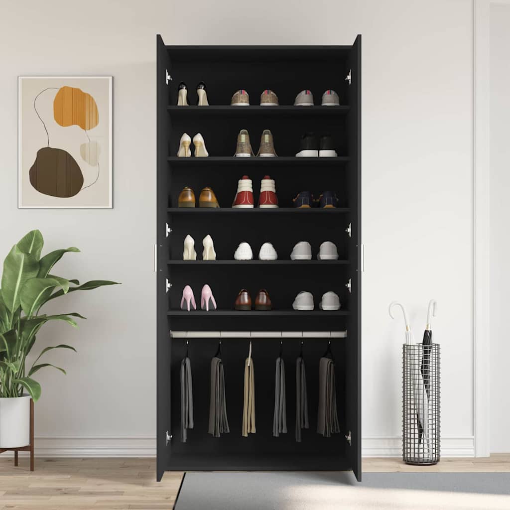 vidaXL Szafka na buty Czarny 80 x 39 x 178 cm Materiał drewnopochodny