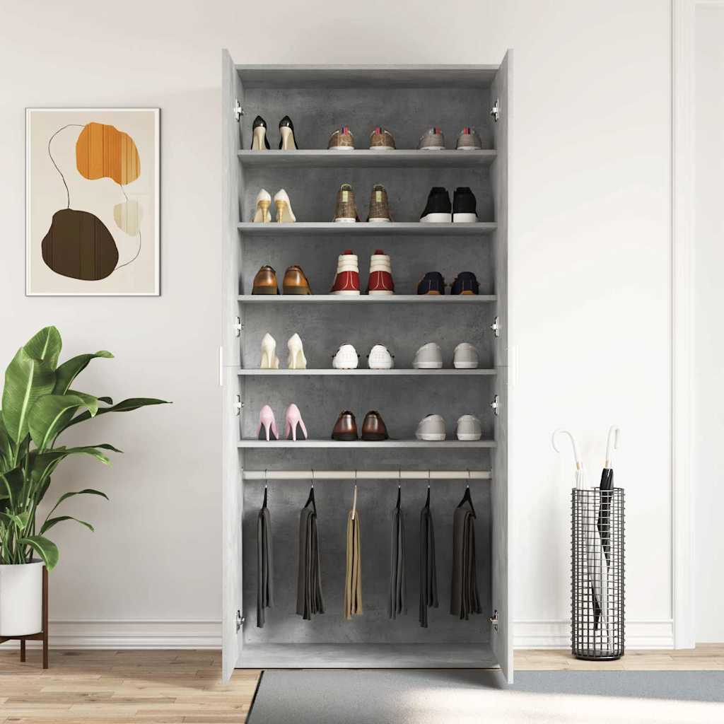 vidaXL Szafka na buty z półką Betonowy szary 80 x 39 x 178 cm