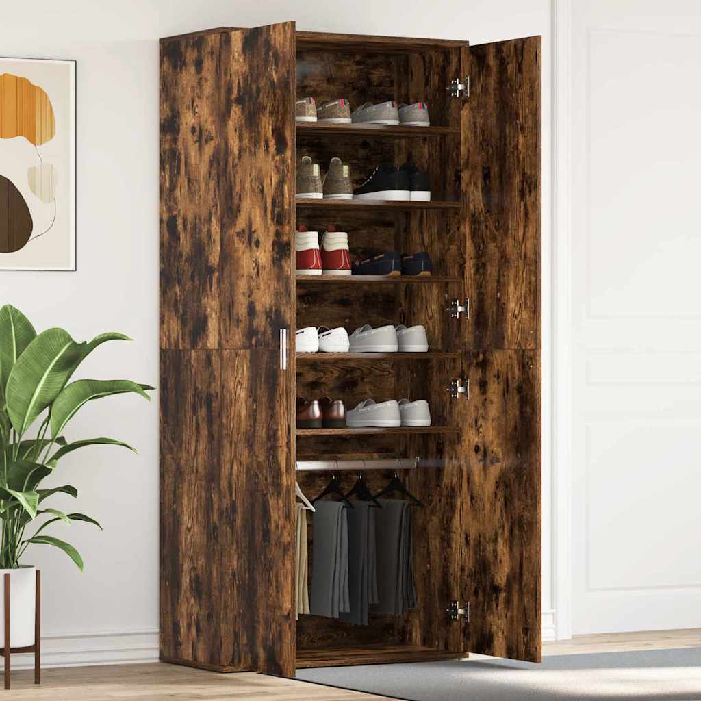 vidaXL Szafka na buty z półką z drzwiami Dąb wędzony 80 x 39 x 178 cm