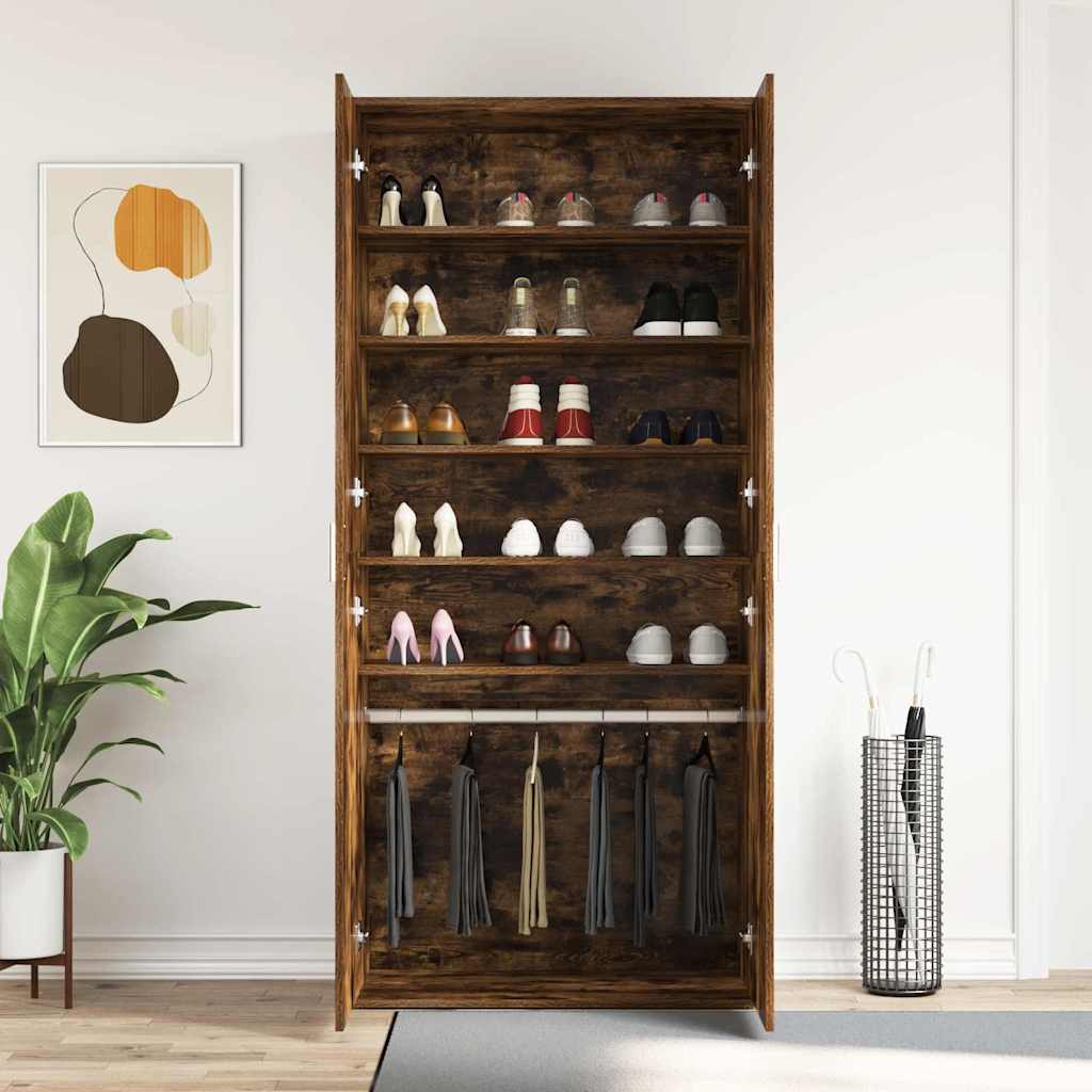 vidaXL Szafka na buty z półką z drzwiami Dąb wędzony 80 x 39 x 178 cm