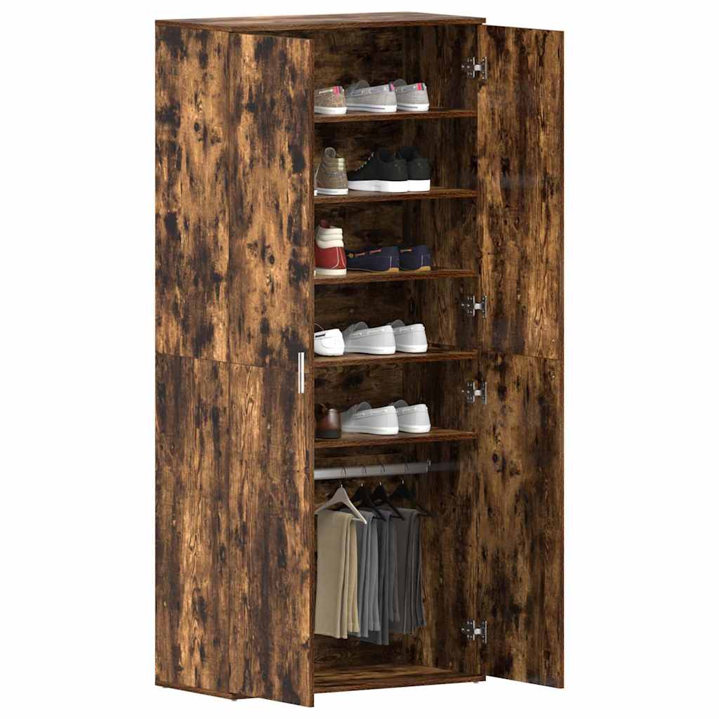 vidaXL Szafka na buty z półką z drzwiami Dąb wędzony 80 x 39 x 178 cm