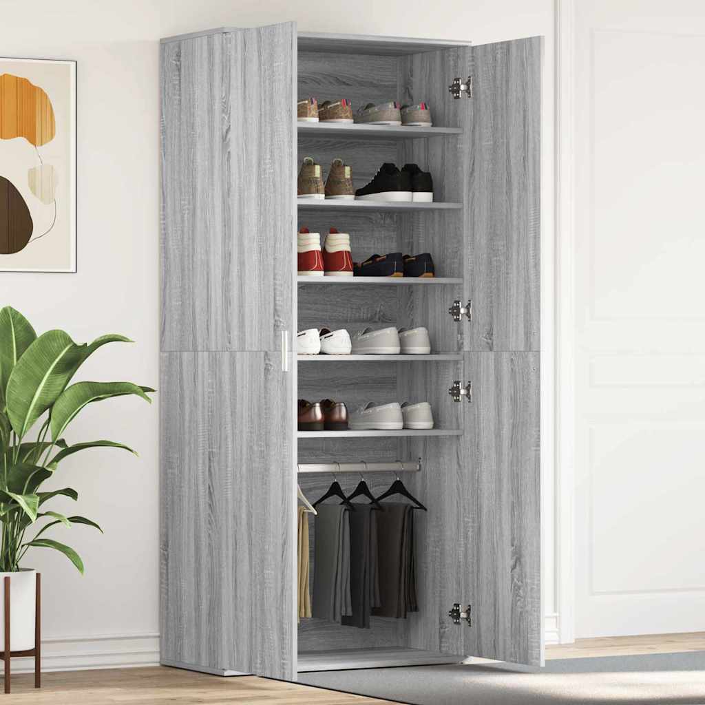 vidaXL Szafka na buty z półką z drzwiami Szary Sonoma 80 x 39 x 178 cm