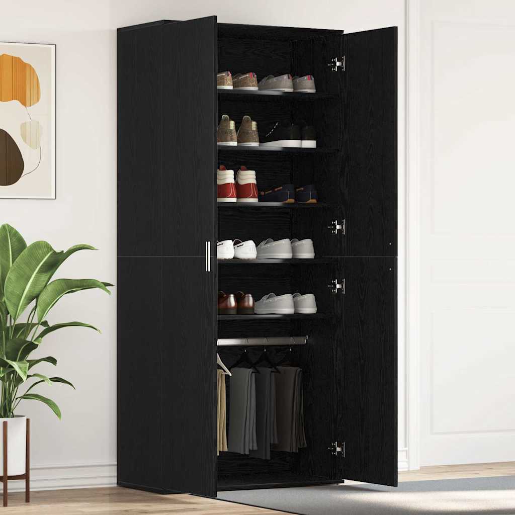 vidaXL Szafka na buty z półką z drzwiami Czarny Dąb 80 x 39 x 178 cm