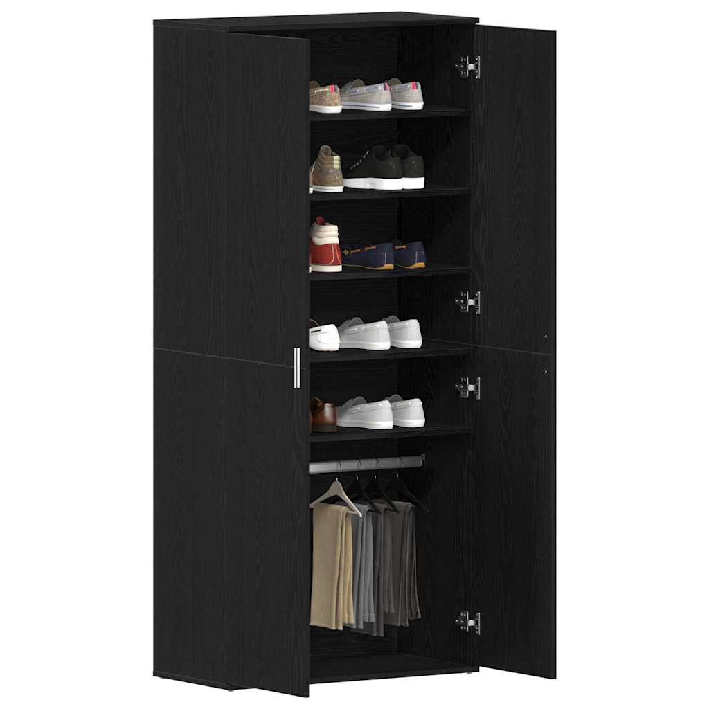 vidaXL Szafka na buty z półką z drzwiami Czarny Dąb 80 x 39 x 178 cm