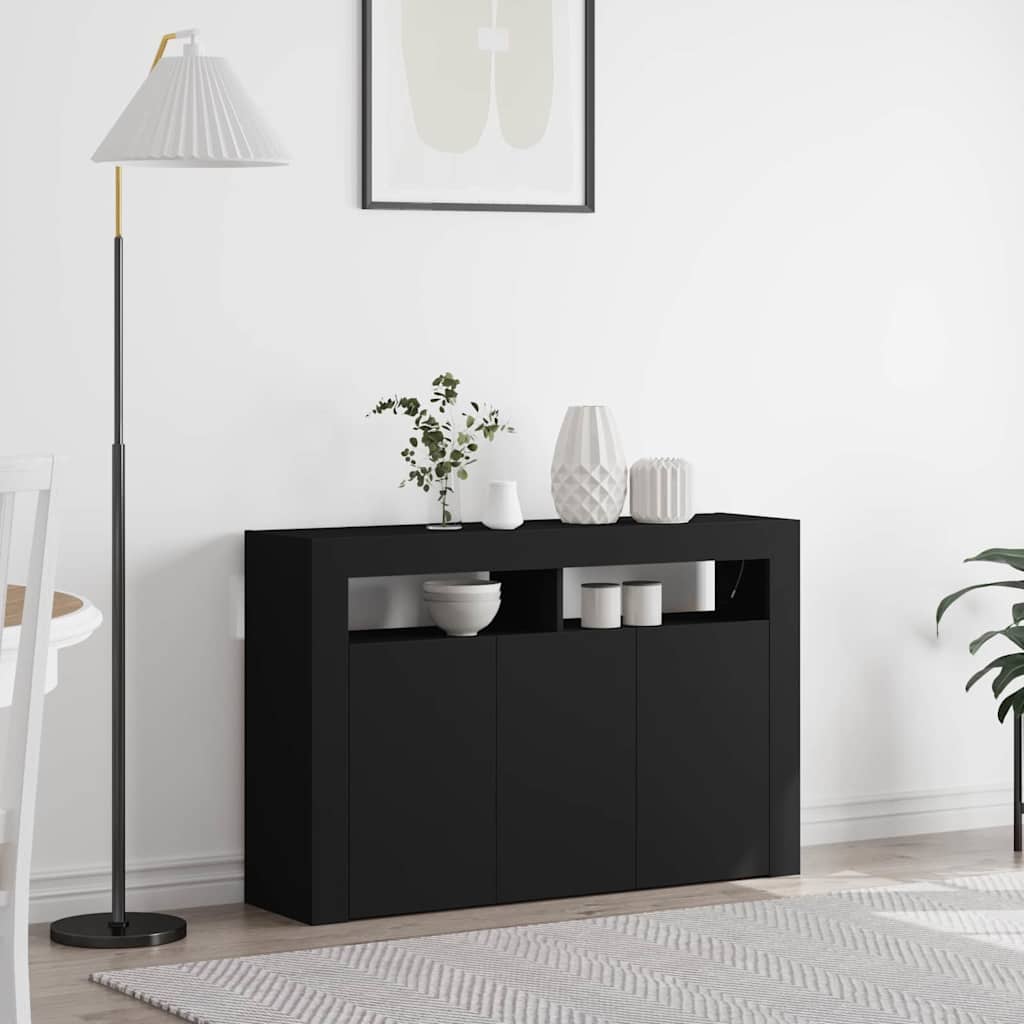 vidaXL Bufet Czarny 116 x 30 x 75 cm Materiał drewnopochodny