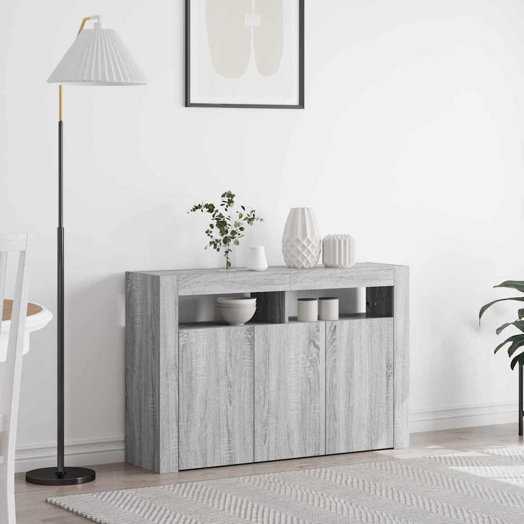 vidaXL Bufet Szary Sonoma 116 x 30 x 75 cm Materiał drewnopochodny