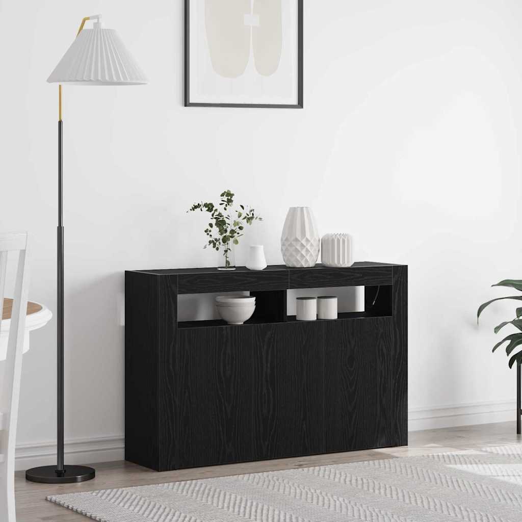vidaXL Bufet Czarny Dąb 116 x 30 x 75 cm Materiał drewnopochodny