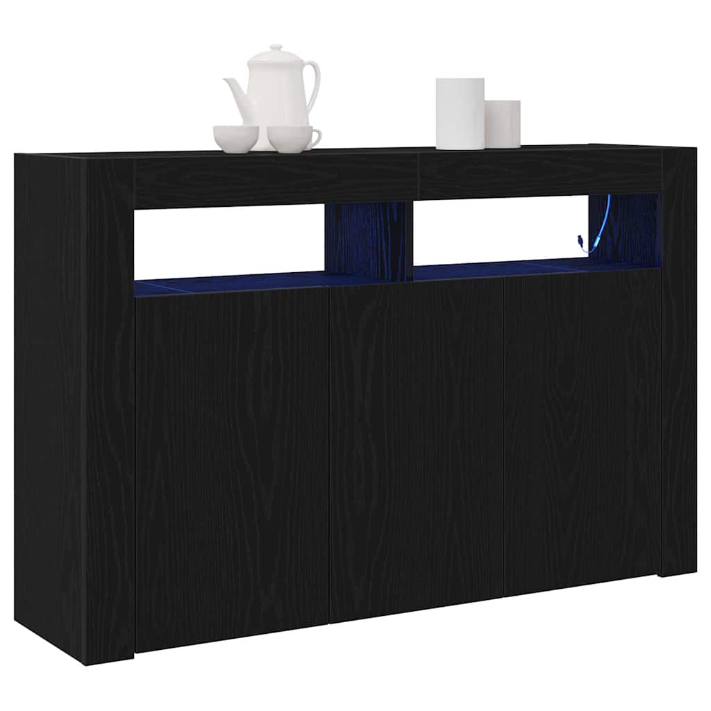 vidaXL Bufet Czarny Dąb 116 x 30 x 75 cm Materiał drewnopochodny