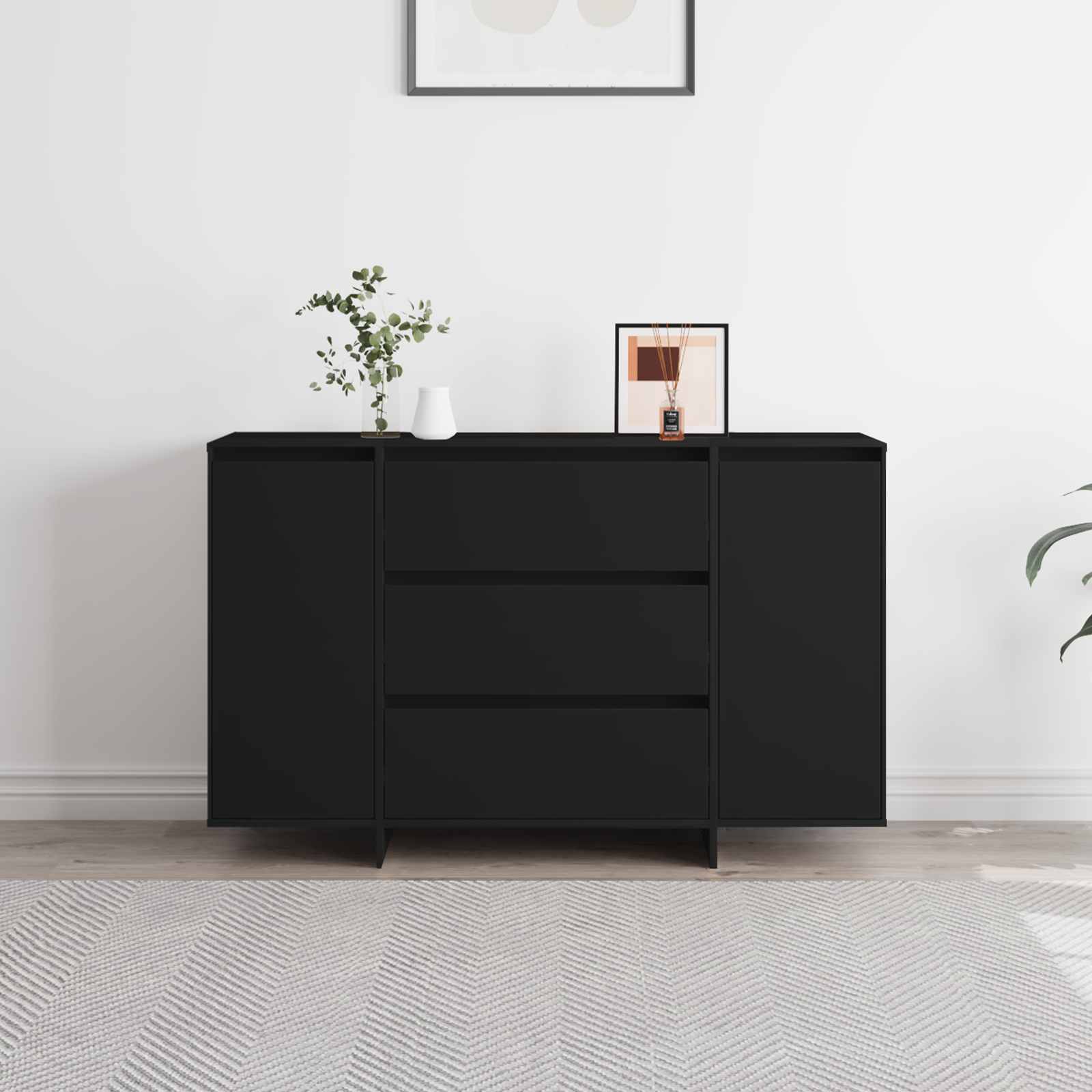 vidaXL Bufet Czarny 120 x 41 x 75 cm Materiał drewnopochodny