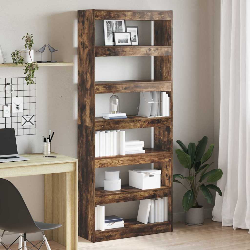 vidaXL Szafka na książki 6 poziomy 80 x 30 x 198 cm Dąb wędzony