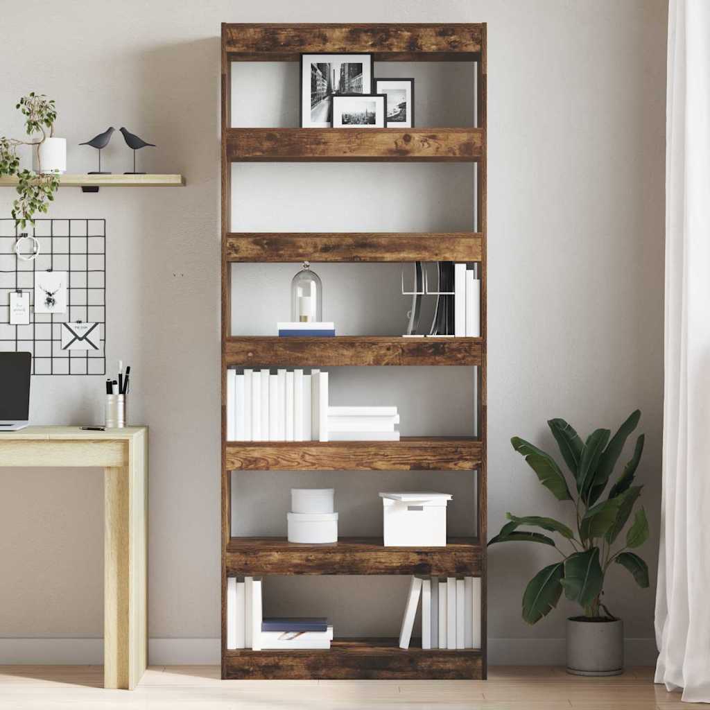vidaXL Szafka na książki 6 poziomy 80 x 30 x 198 cm Dąb wędzony