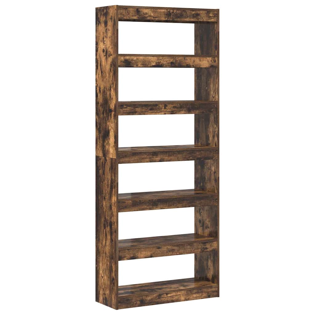 vidaXL Szafka na książki 6 poziomy 80 x 30 x 198 cm Dąb wędzony
