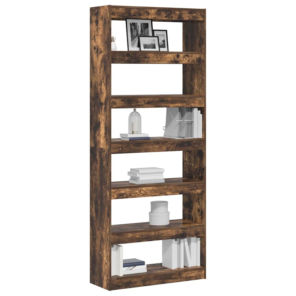 vidaXL Szafka na książki 6 poziomy 80 x 30 x 198 cm Dąb wędzony