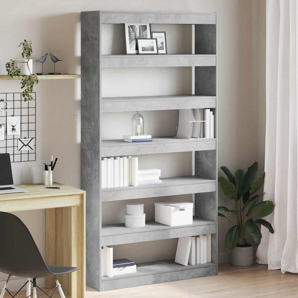 vidaXL Szafka na książki Betonowy szary 100 x 30 x 198 cm