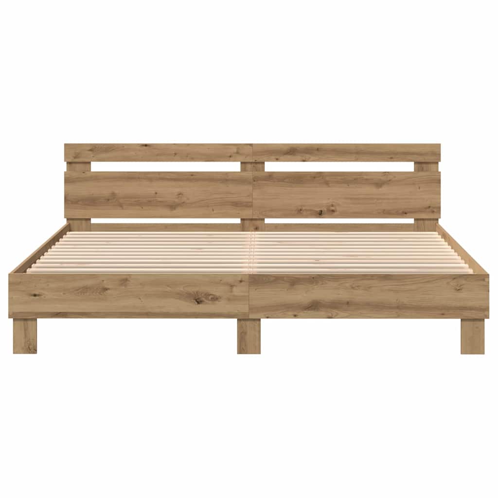 vidaXL Ramka łóżka Dąb rzemieślniczy 200 x 200 cm Drewno inżynieryjne
