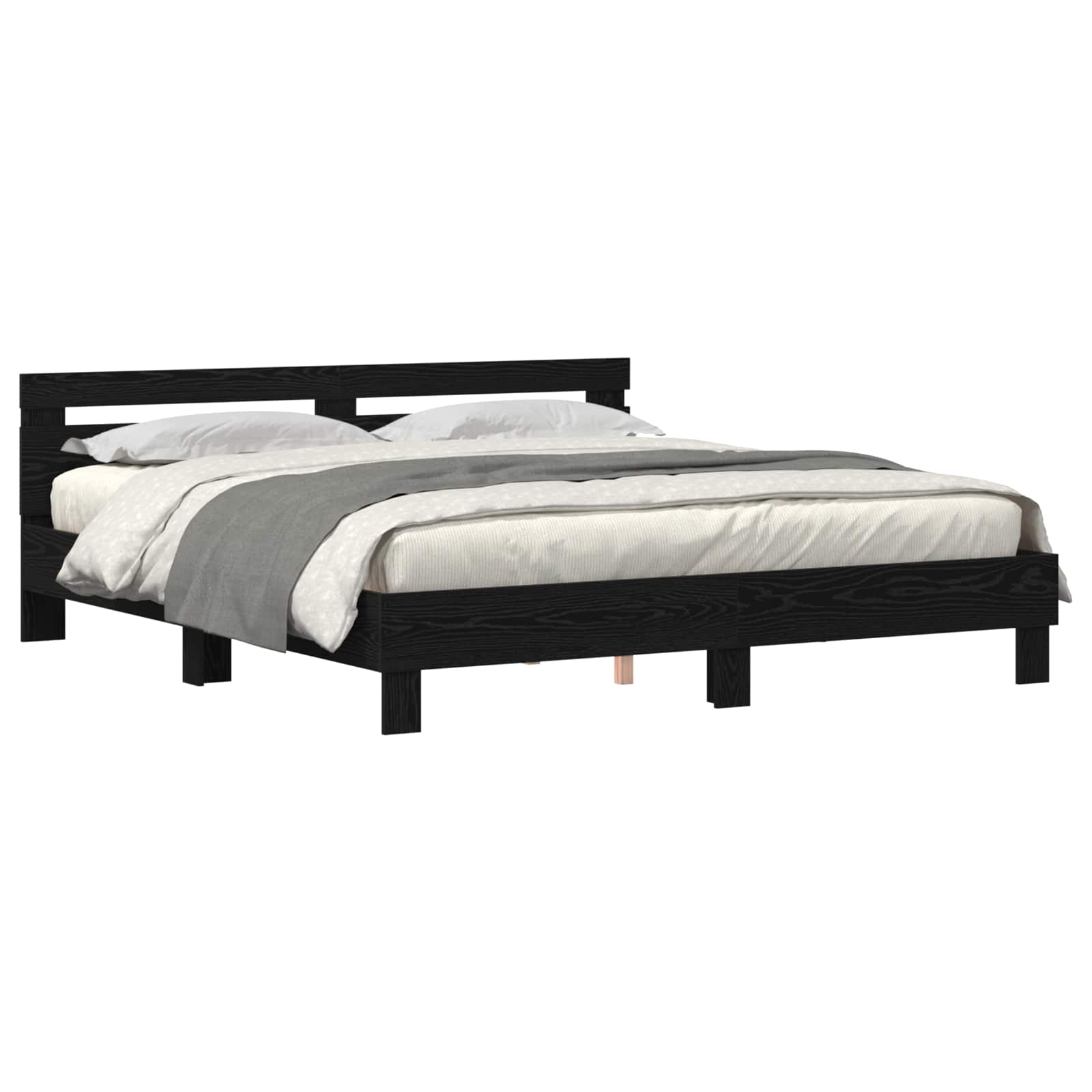 vidaXL Ramka łóżka Czarny Dąb 200 x 200 cm Materiał drewnopochodny