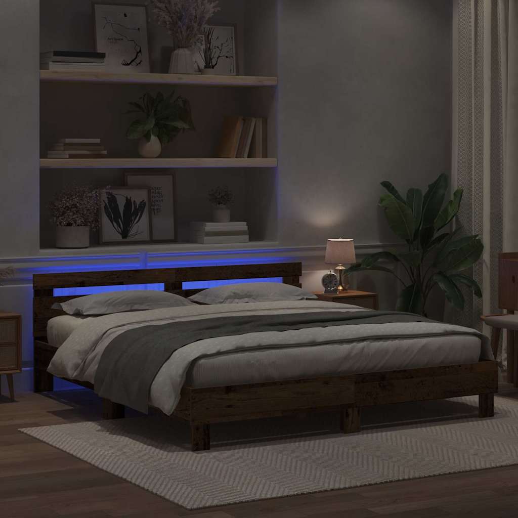 vidaXL Ramka łóżka Stare drewno 180 x 200 cm Drewno inżynieryjne