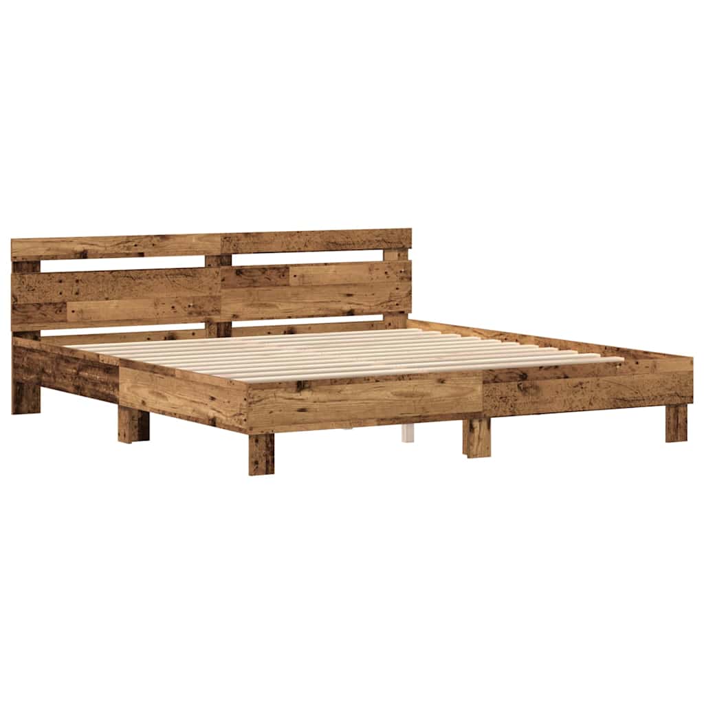 vidaXL Ramka łóżka Stare drewno 180 x 200 cm Drewno inżynieryjne