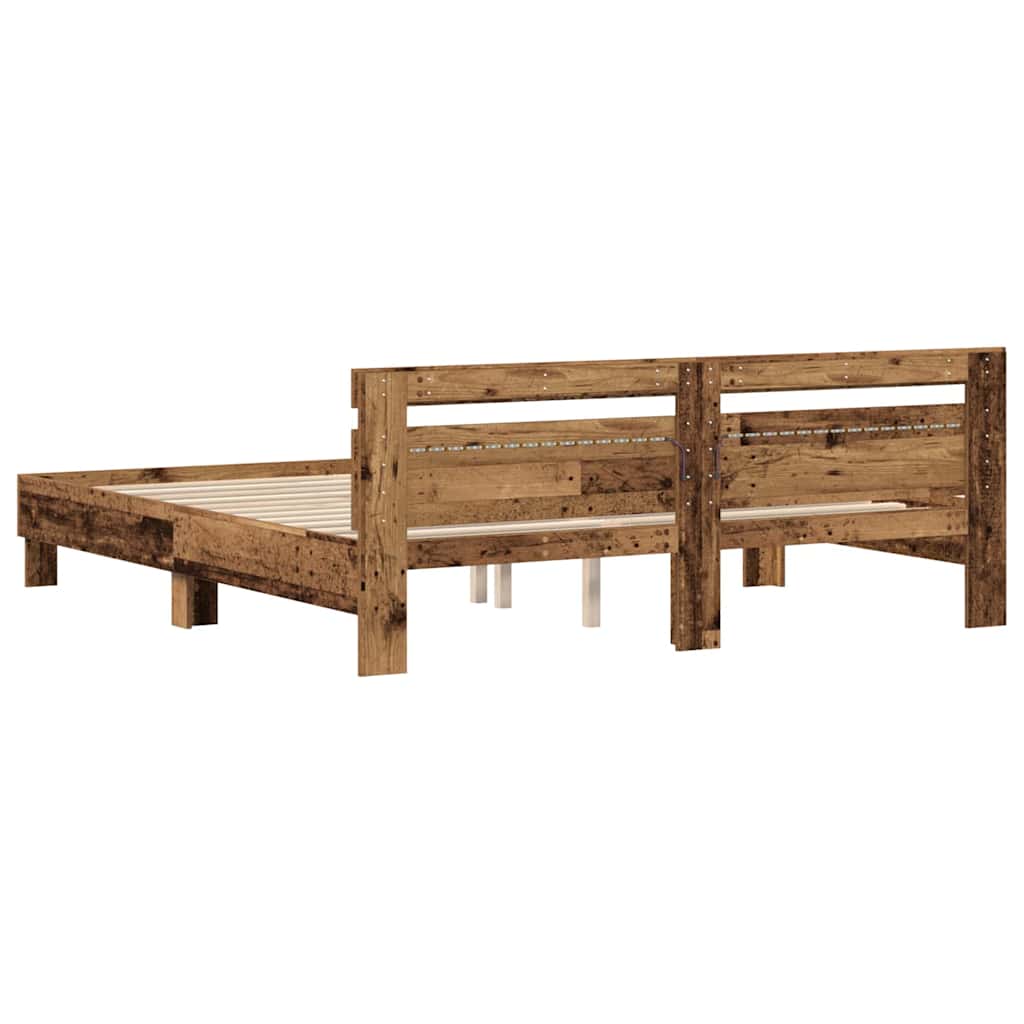 vidaXL Ramka łóżka Stare drewno 180 x 200 cm Drewno inżynieryjne