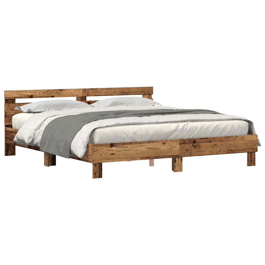 vidaXL Ramka łóżka Stare drewno 180 x 200 cm Drewno inżynieryjne