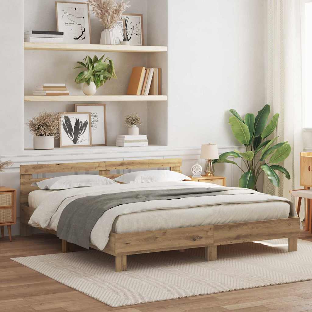 vidaXL Ramka łóżka Dąb rzemieślniczy 180 x 200 cm Drewno inżynieryjne