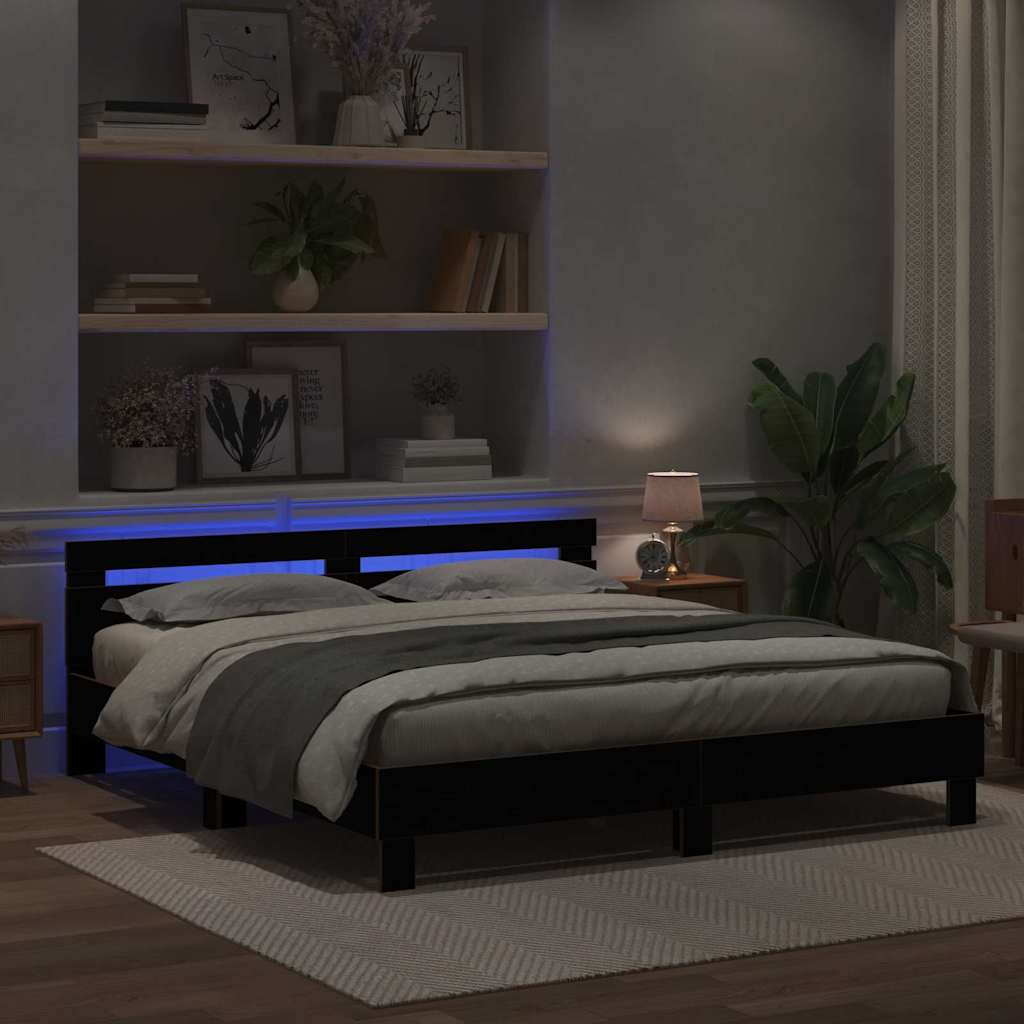 vidaXL Ramka łóżka Czarny Dąb 180 x 200 cm Drewno inżynieryjne