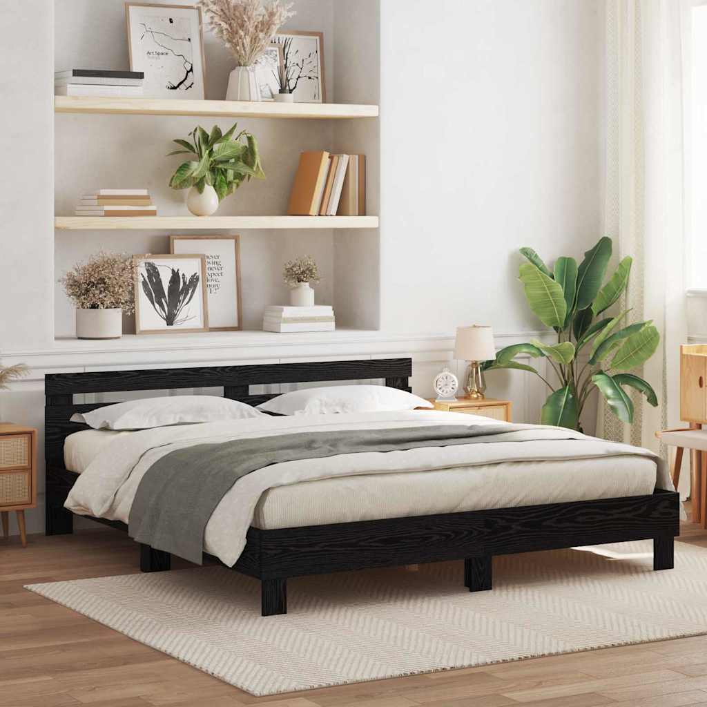 vidaXL Ramka łóżka Czarny Dąb 180 x 200 cm Drewno inżynieryjne